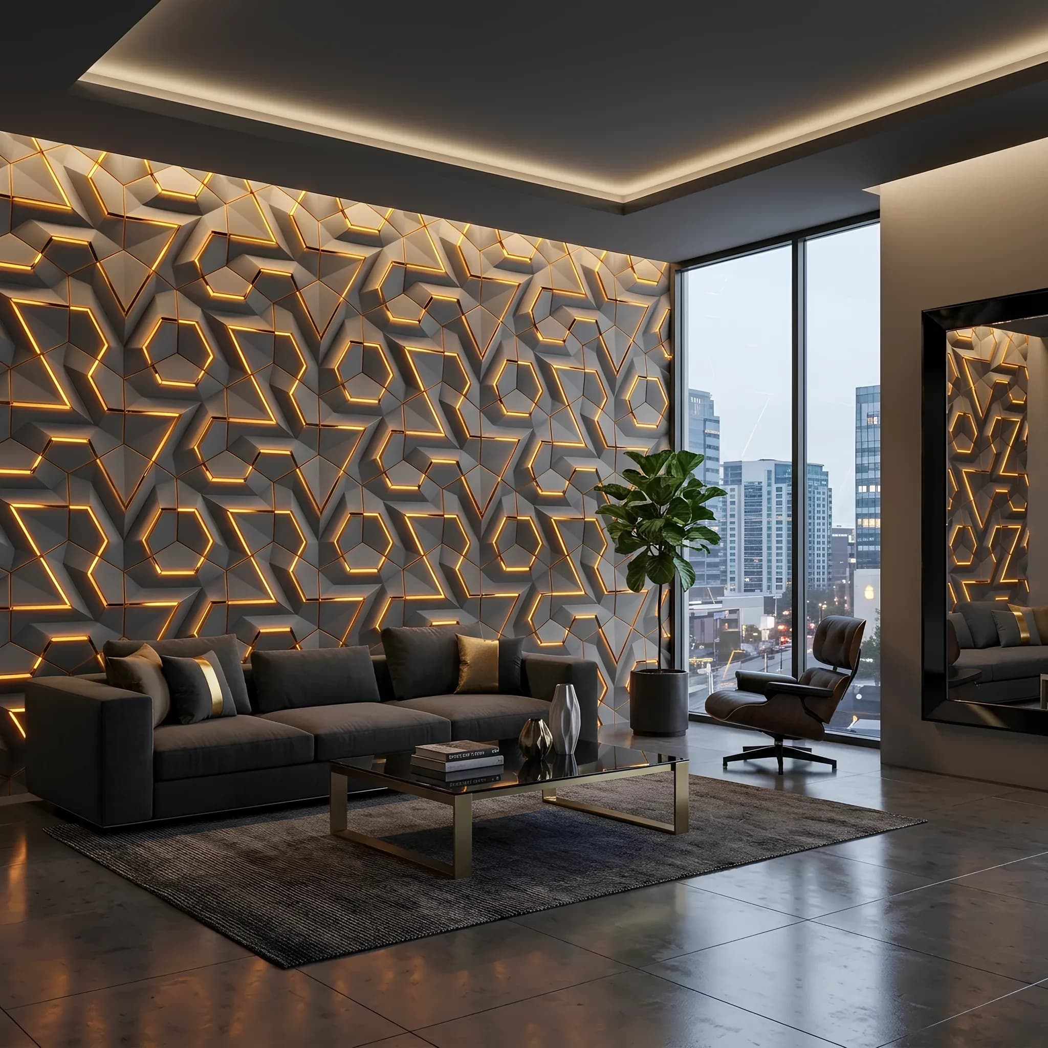 Premium 3D Geometrik Altıgen Desenli Işıltılı Duvar Kağıdı (m²) — ürün görseli 1